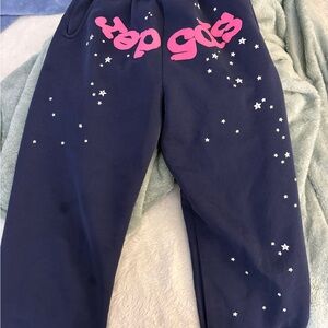 Spider sweatpants navy pink white